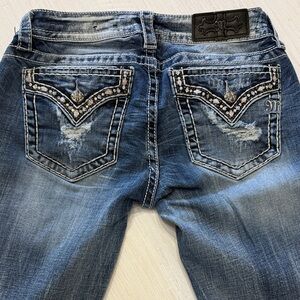 Miss Me Blue Denim Jeans with Rhinestone Accents